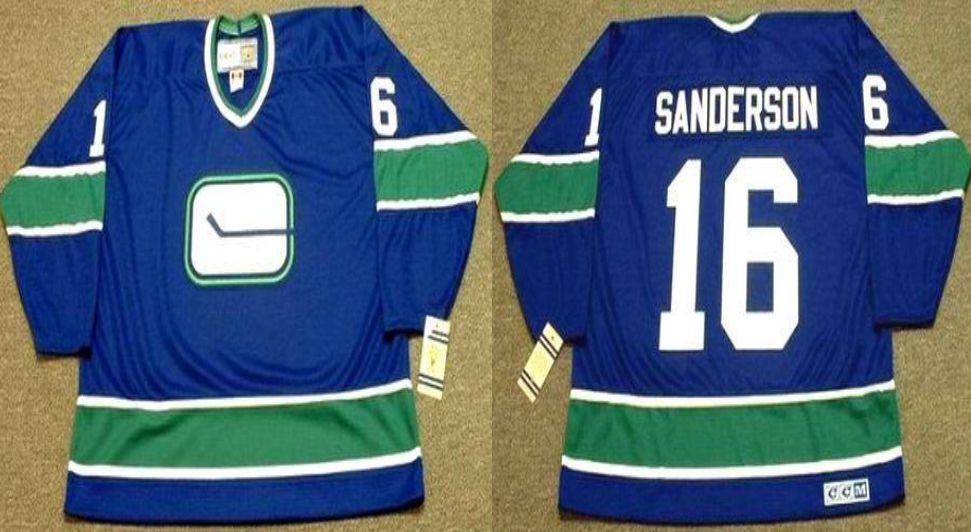 2019 Men Vancouver Canucks 16 Sanderson Blue CCM NHL jerseys